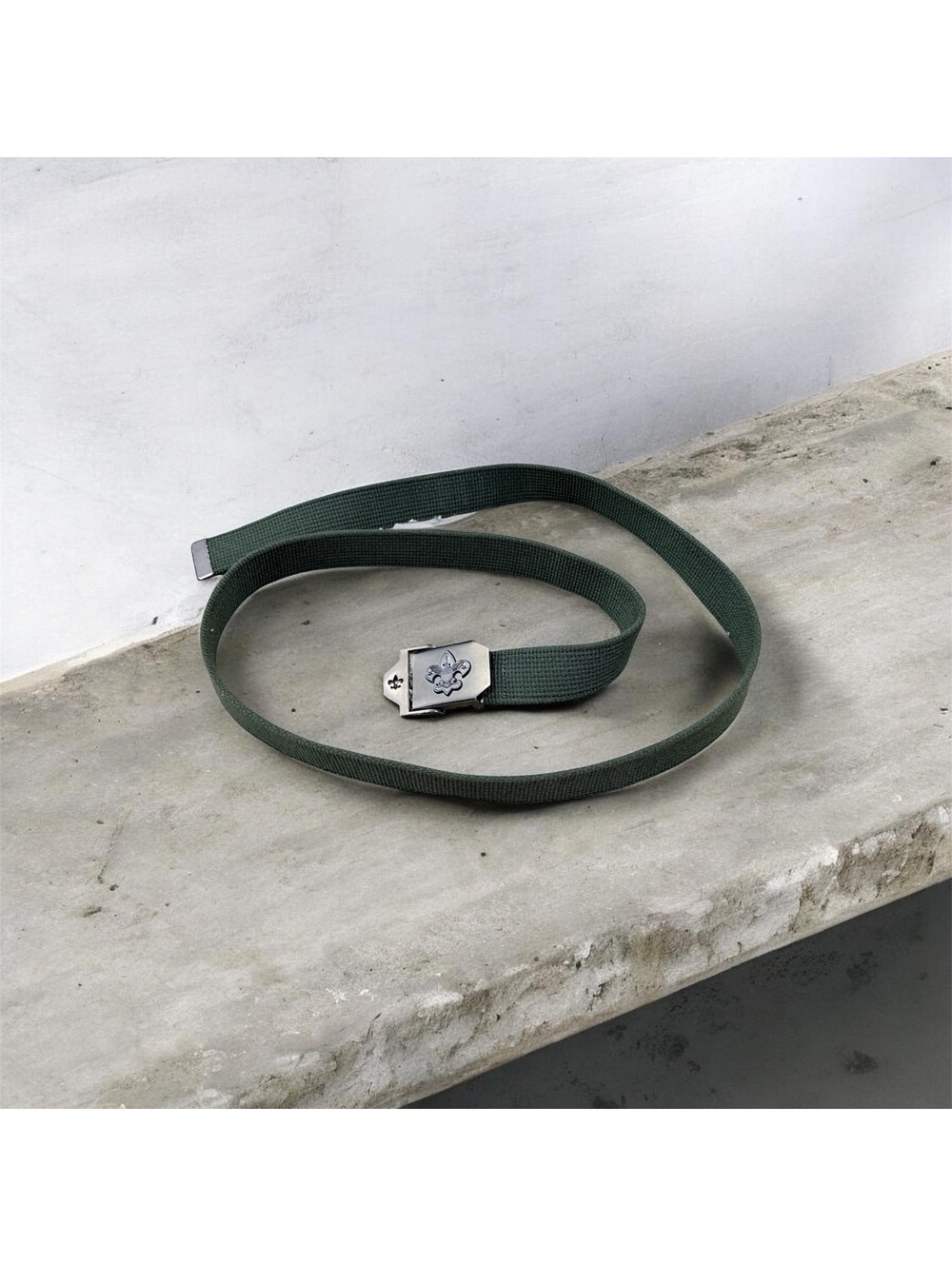 Boy Scouts Of America Green Canvas Belt with Metal Buckle Featuring Eagle Emblem